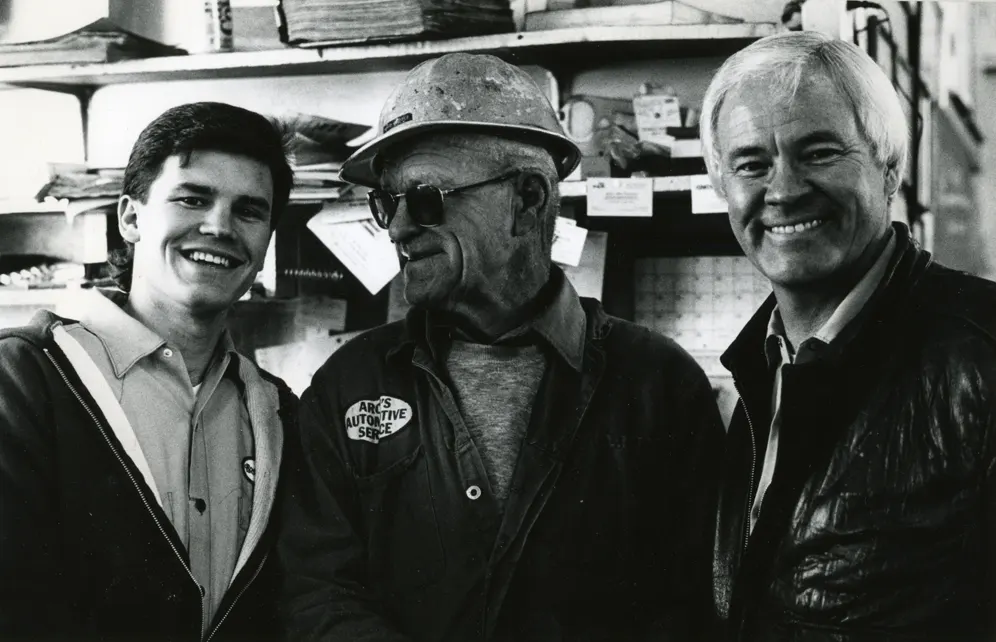 The Brooks Family at the shop. Brendan, Arch, and Wally.